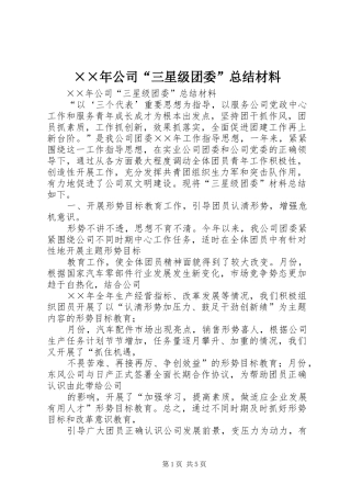 ××年公司“三星级团委”总结材料