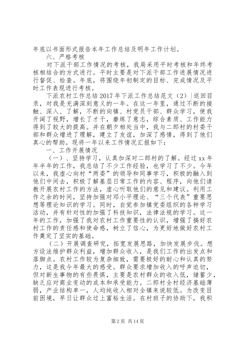 XX年下派工作总结范文4篇_第2页