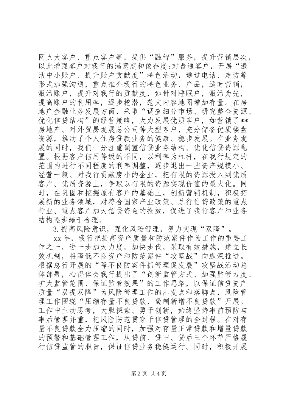 XX年银行行长工作总结_第2页