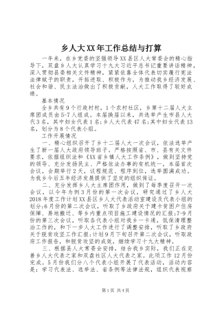 乡人大XX年工作总结与打算