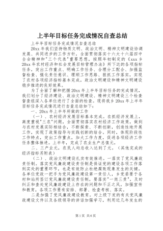 上半年目标任务完成情况自查总结 (3)