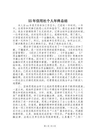 XX年信用社个人年终总结 (3)