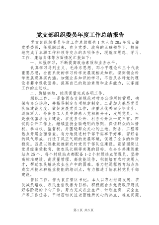 党支部组织委员年度工作总结报告