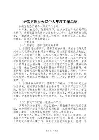 乡镇党政办公室个人年度工作总结