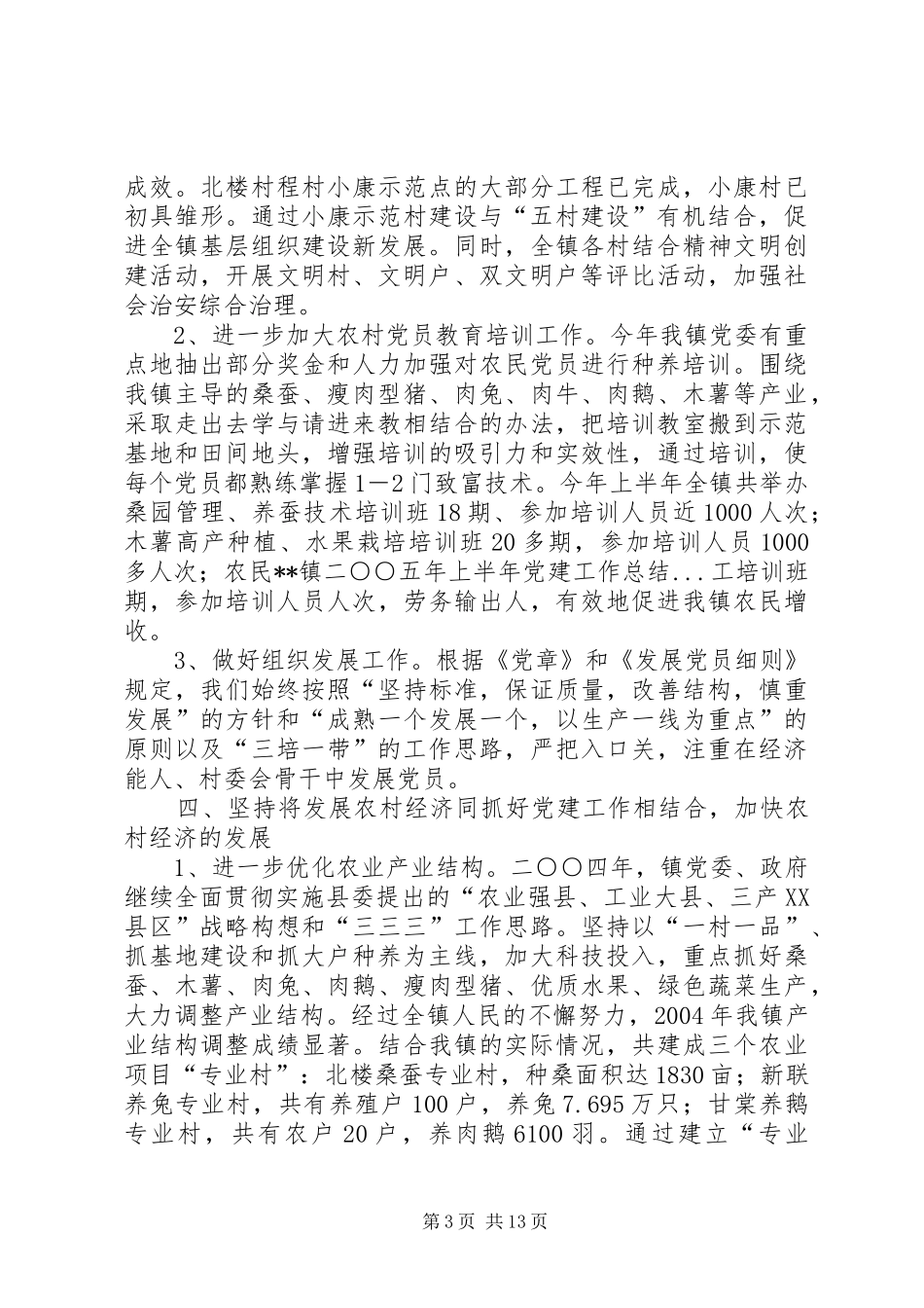 XX镇二○○五年上半年党建工作总结_第3页