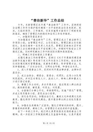 “善治新华”工作总结