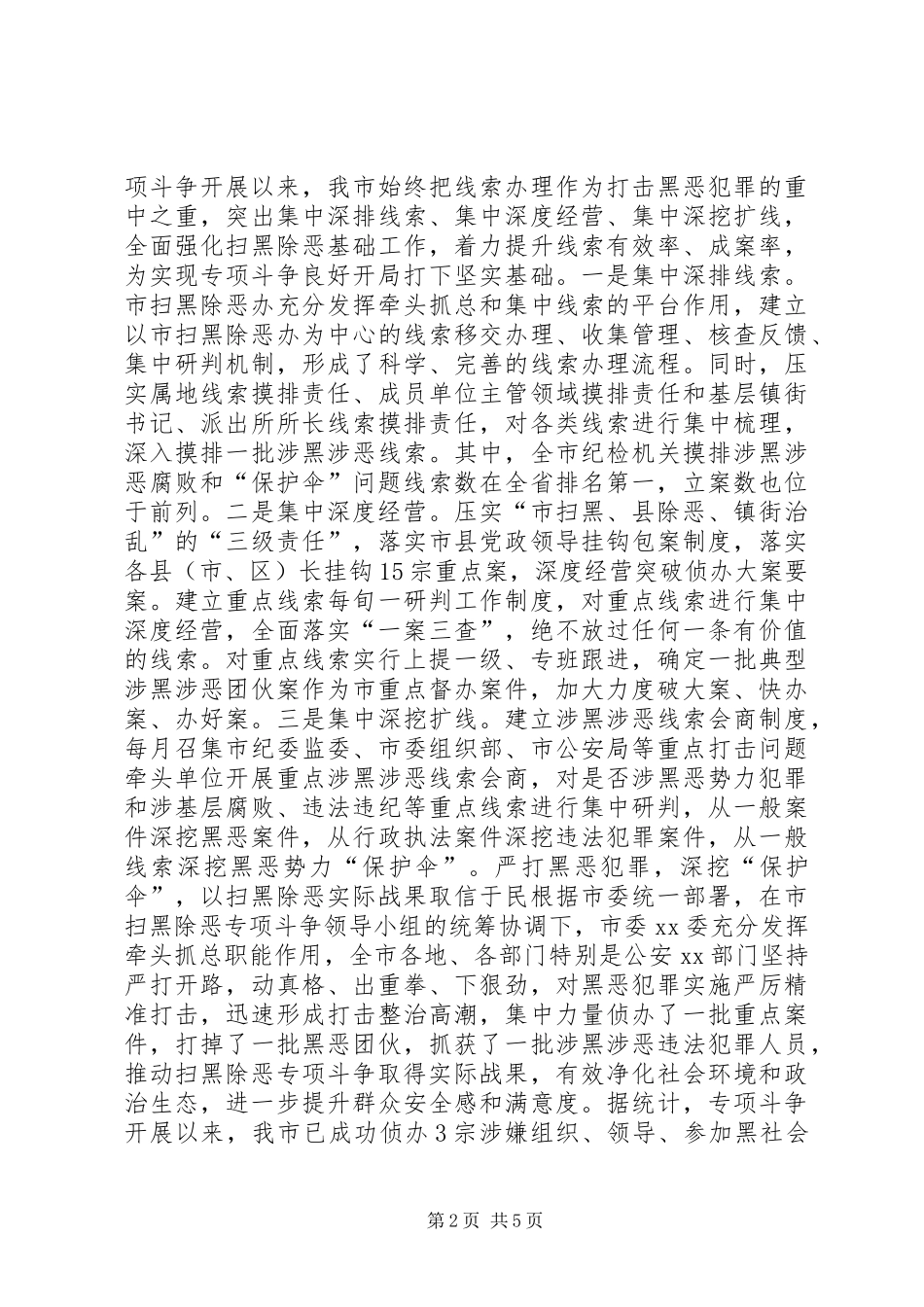 全市推动扫黑除恶专项斗争工作总结_第2页