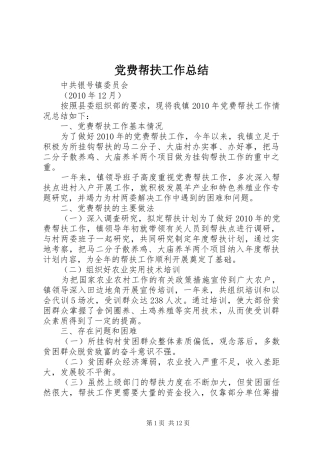 党费帮扶工作总结