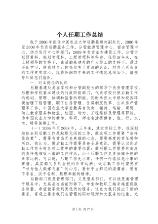 个人任期工作总结