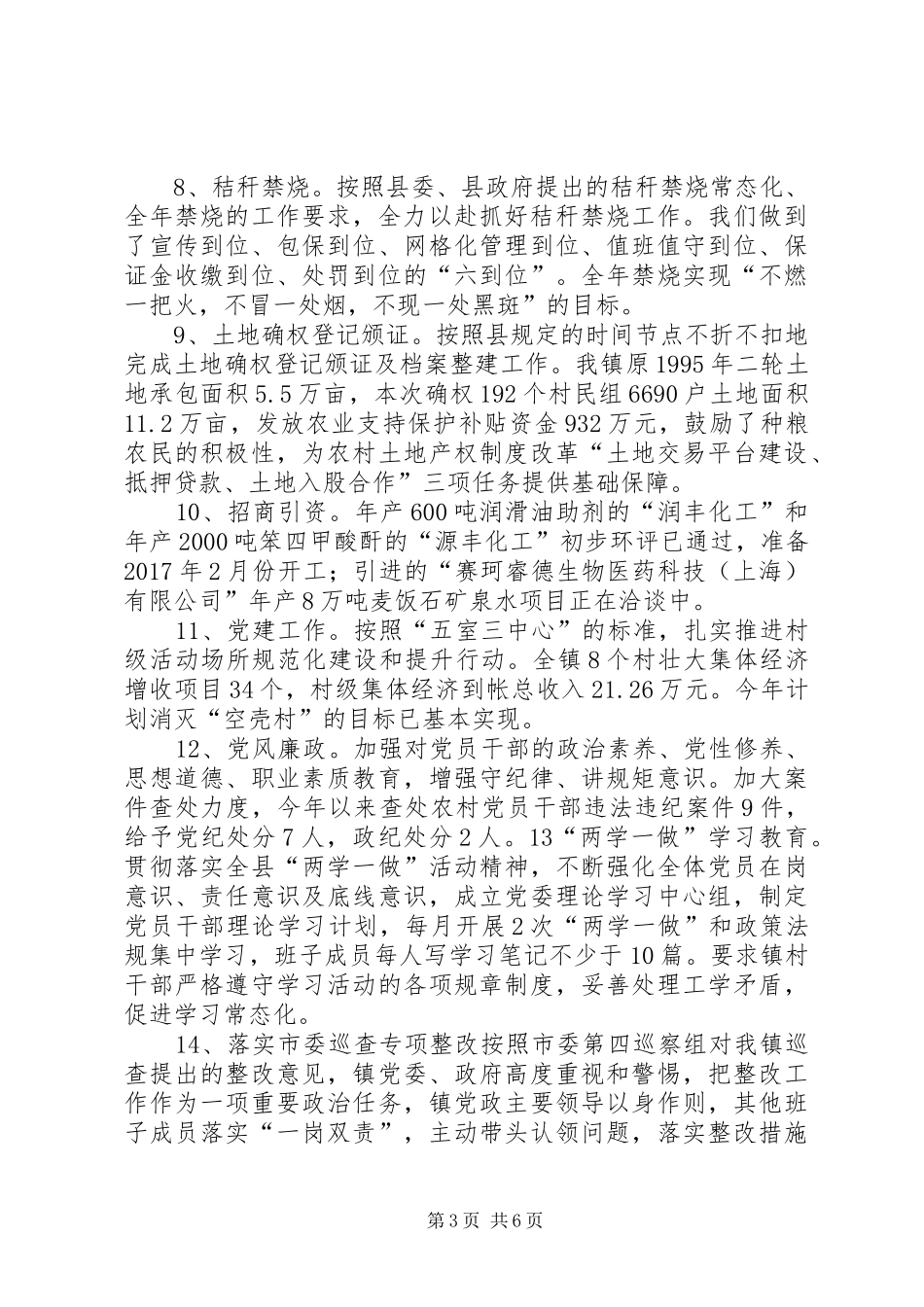 乡镇党政领导班子XX年工作总结_第3页