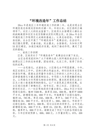 “环境改造年”工作总结