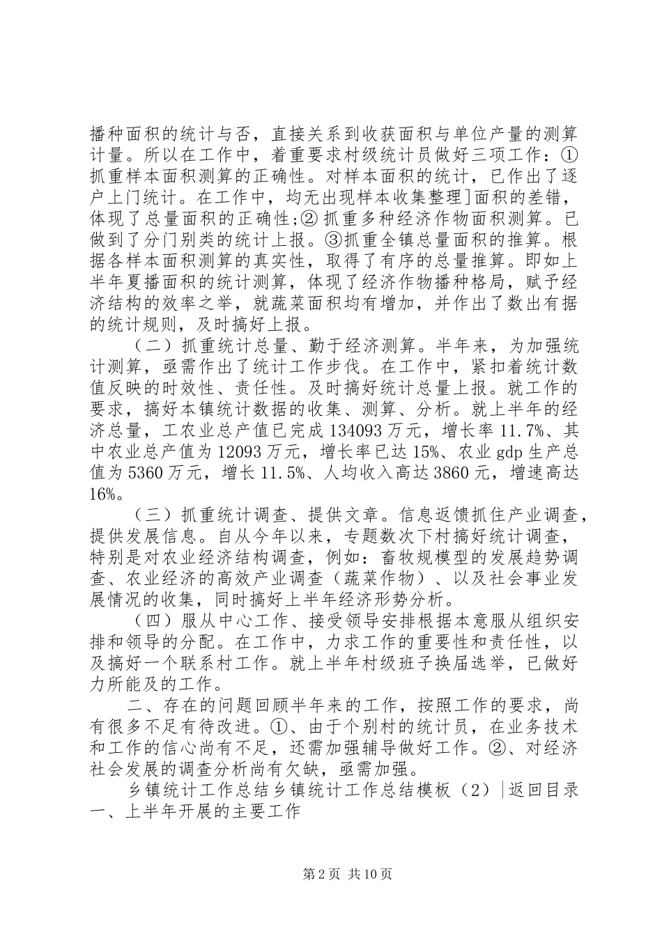 乡镇统计工作总结模板4篇_第2页
