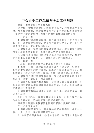 中心小学工作总结与今后工作思路