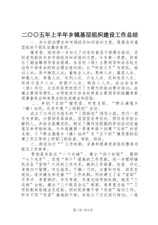 二○○五年上半年乡镇基层组织建设工作总结