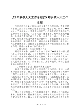 [XX年乡镇人大工作总结]XX年乡镇人大工作总结