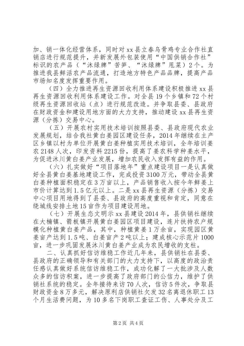 XX年供销社经济发展工作总结_第2页