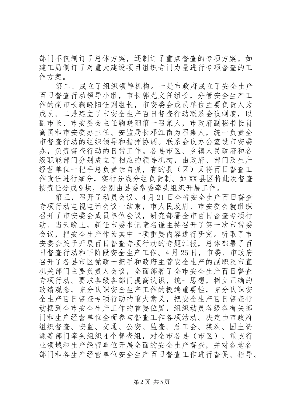 XX年市安全生产“百日督查”行动总结_第2页