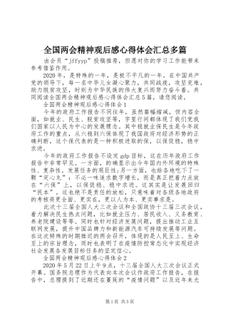 全国两会精神观后感心得体会汇总多篇