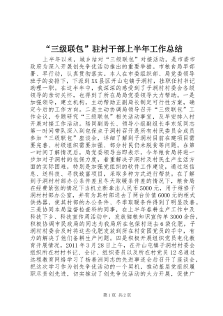 “三级联包”驻村干部上半年工作总结