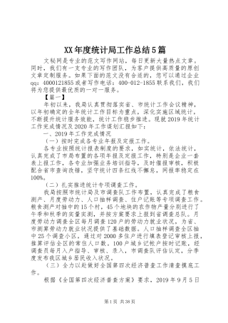 XX年度统计局工作总结5篇