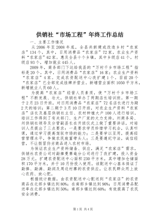 供销社“市场工程”年终工作总结