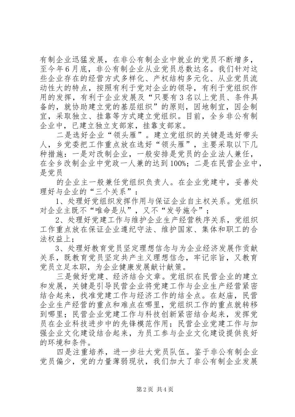 乡非公有制经济党建工作总结_第2页