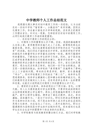 中学教师个人工作总结范文 (3)
