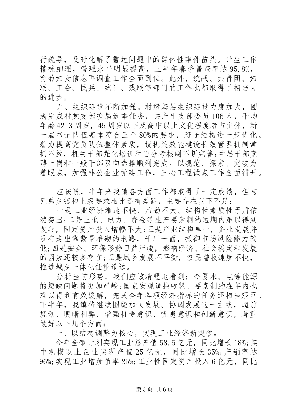 乡镇上半年工作总结及下半年工作思路 (3)_第3页