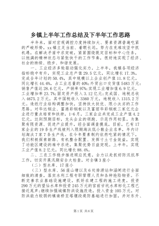 乡镇上半年工作总结及下半年工作思路 (3)