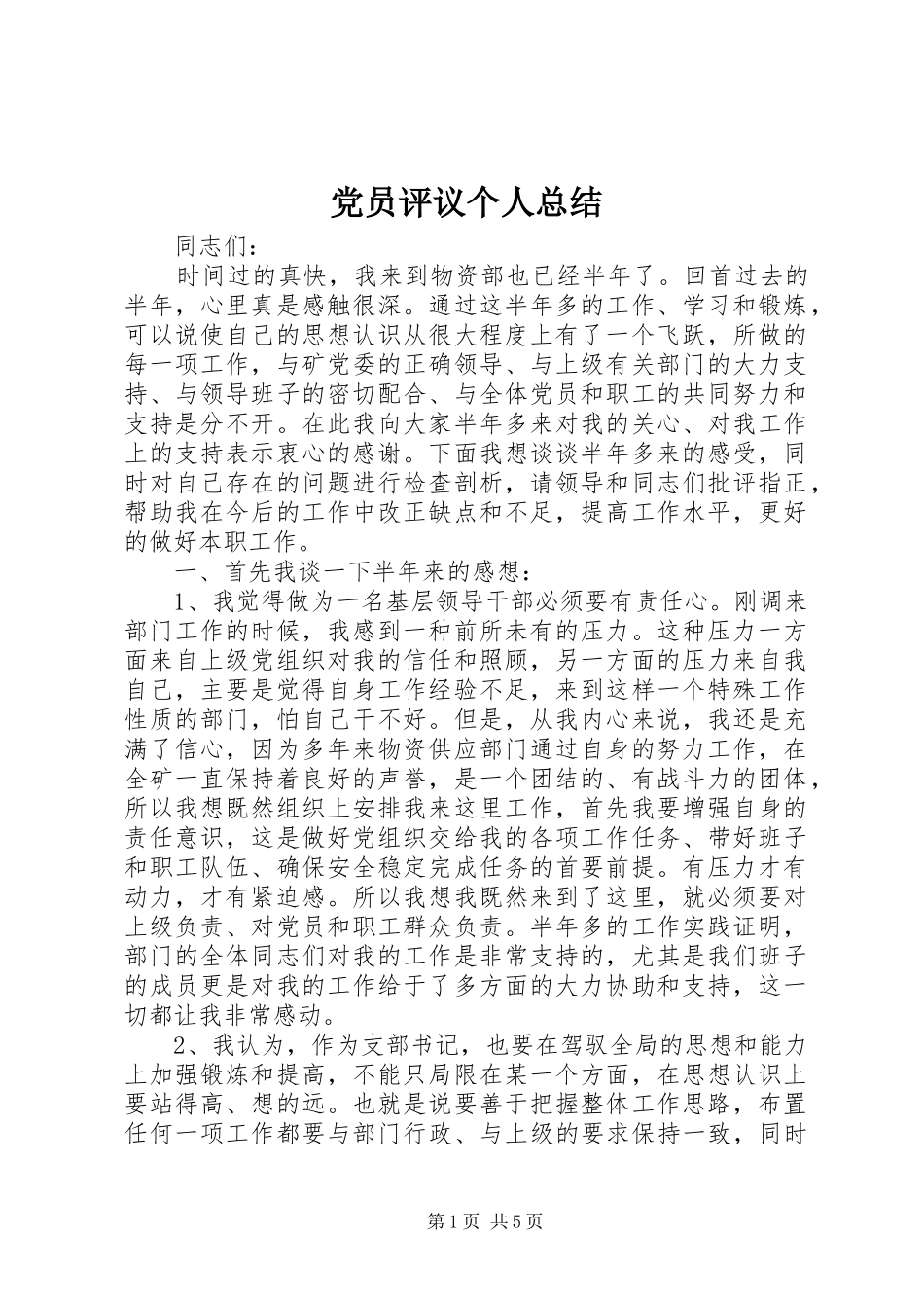 党员评议个人总结_第1页
