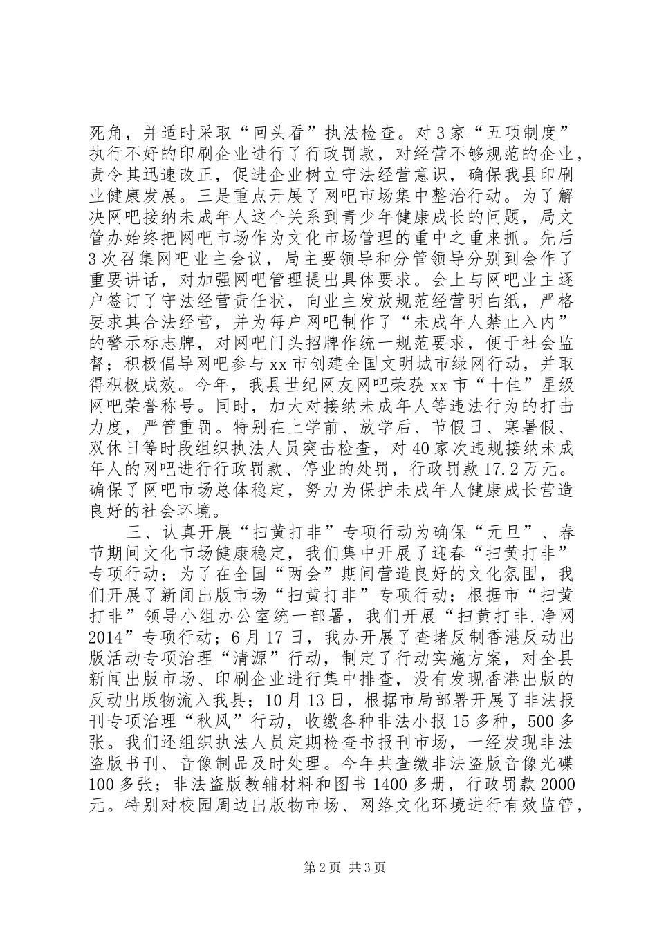 XX年文化市场管理办公室工作总结_第2页