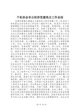 个私协会非公经济党建亮点工作总结