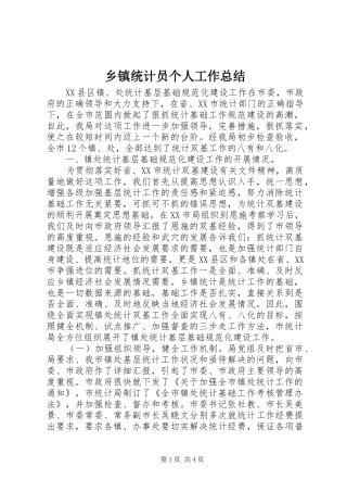 乡镇统计员个人工作总结