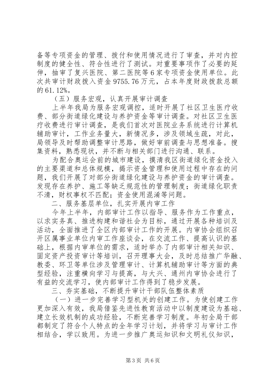 XX县区审计局上半年工作总结_第3页