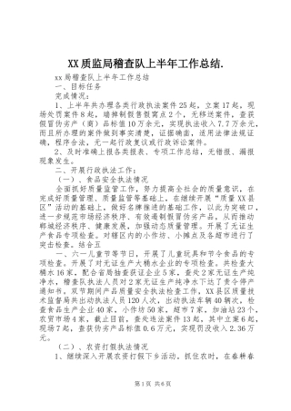 XX质监局稽查队上半年工作总结. (3)