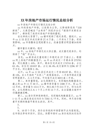 XX年房地产市场运行情况总结分析 (3)