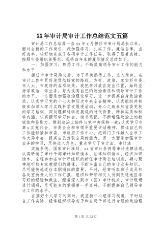 XX年审计局审计工作总结范文五篇
