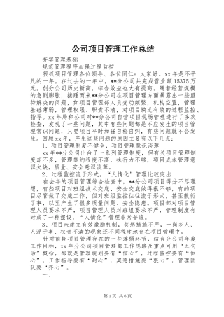 公司项目管理工作总结 (3)