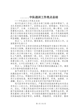 ......中队战训工作亮点总结