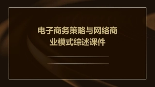 电子商务策略与网络商业模式综述课件