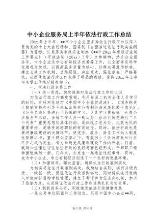 中小企业服务局上半年依法行政工作总结