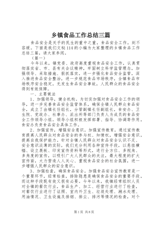 乡镇食品工作总结三篇