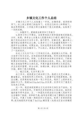 乡镇文化工作个人总结