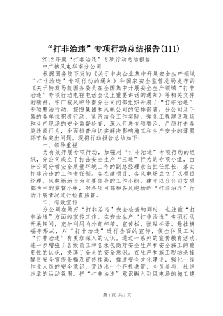 “打非治违”专项行动总结报告(111)