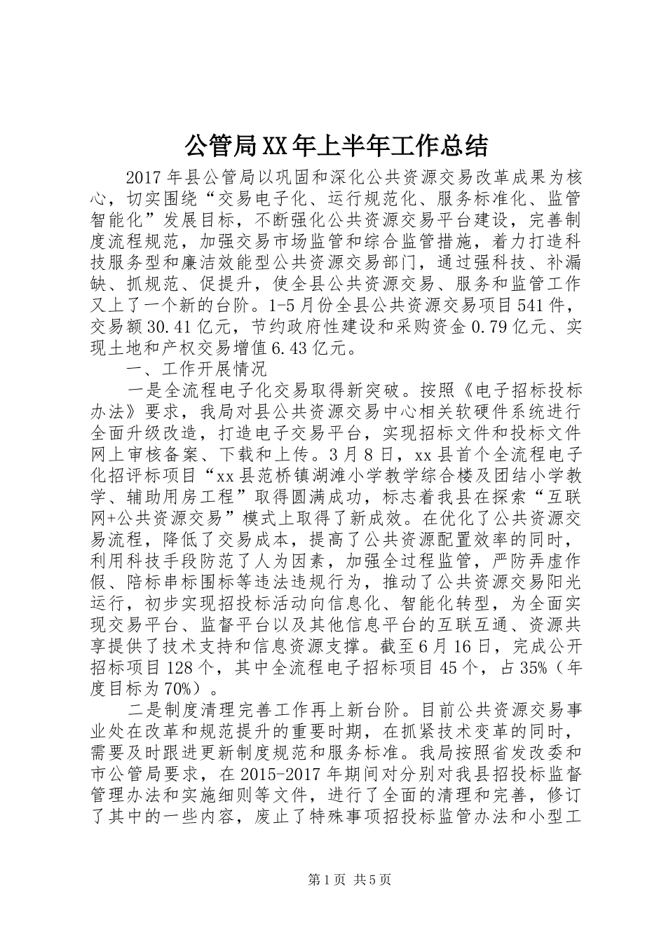 公管局XX年上半年工作总结_第1页