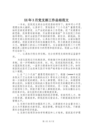 XX年3月党支部工作总结范文 (3)