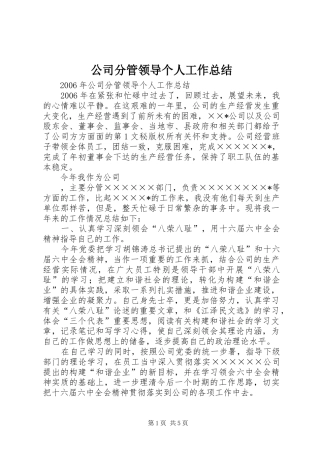 公司分管领导个人工作总结 (3)