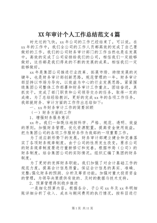 XX年审计个人工作总结范文4篇