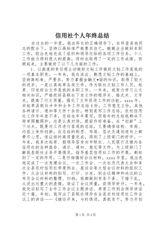 信用社个人年终总结