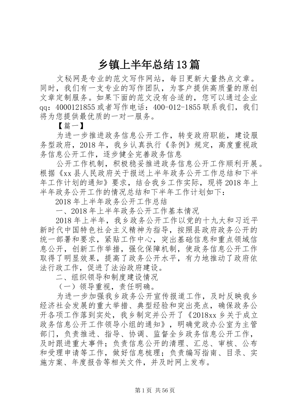 乡镇上半年总结13篇_第1页